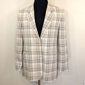 Vintage Paul Harris Designs rayon/linen neutral, preppy 2 button blazer. Large.